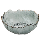 MILLIMI Салатник 20x20x9см, стекло, серый с золотой каймой