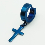 Серьга кольцо с подвеской "Крест" для пирсинга уха. Сталь 316L, титановое покрытие. Цена за одну штуку.