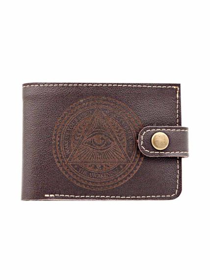 Фото портмоне Всевидящее око коричневая кожа, вид фасад.