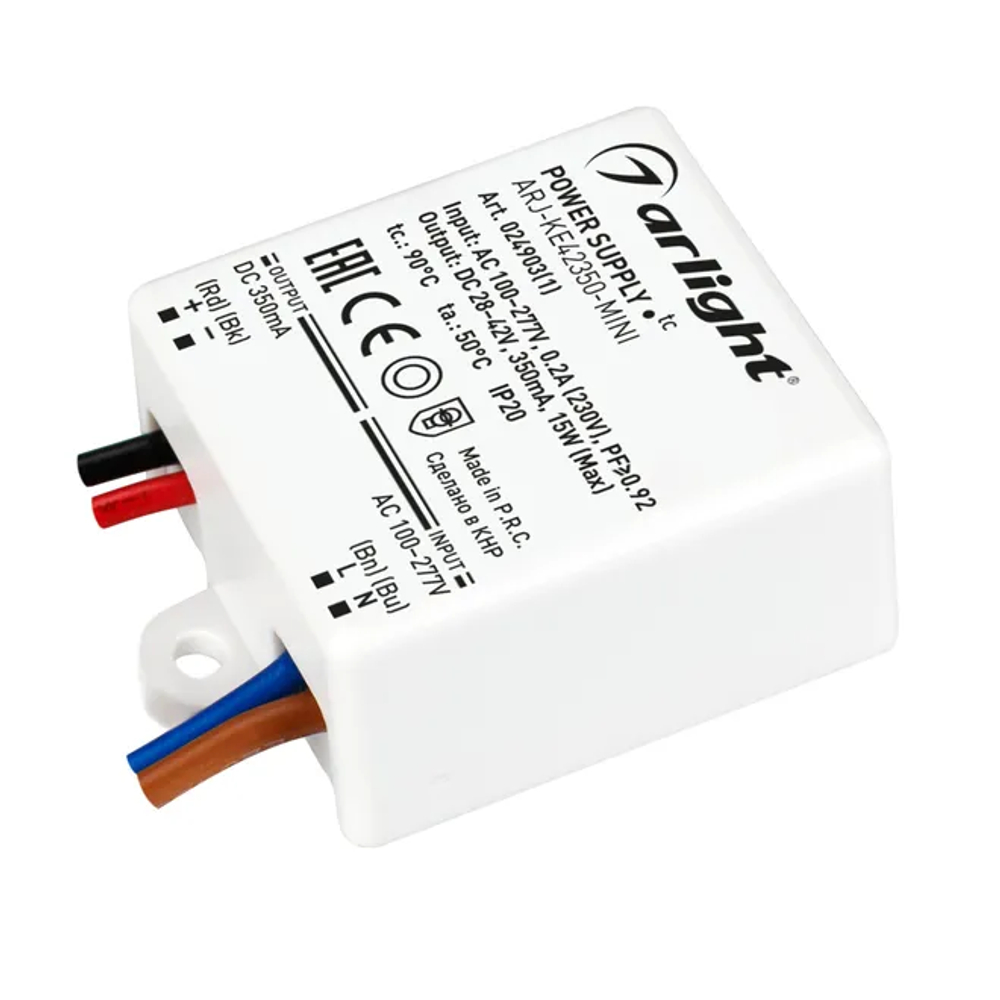 Блок питания ARJ-KE42350-MINI (15W, 350mA, PFC) (Arlight, IP20 Пластик, 5 лет) 024903(1)