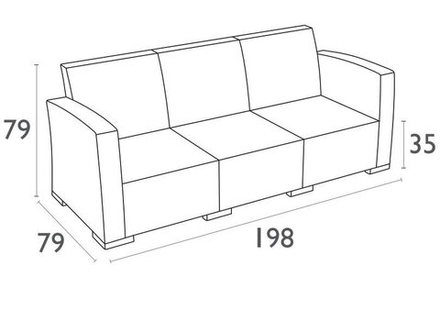 Диван пластиковый плетеный трехместный с подушками Monaco Lounge XL, антрацит
