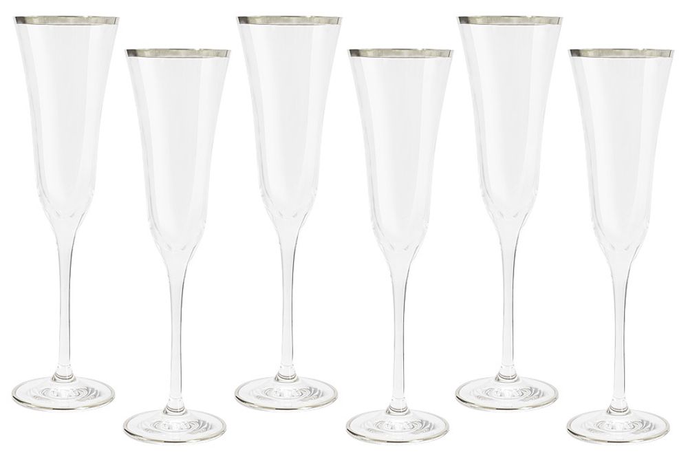 Набор бокалов для шампанского Сабина платина, 175 мл, 6 шт