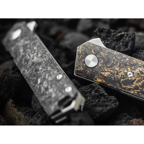 Складной нож Boker 01BO196 Kwaiken Compact Flipper Marble Carbon Copper c клинком из стали Böhler M390 Microclean®, рукоять титан / карбон