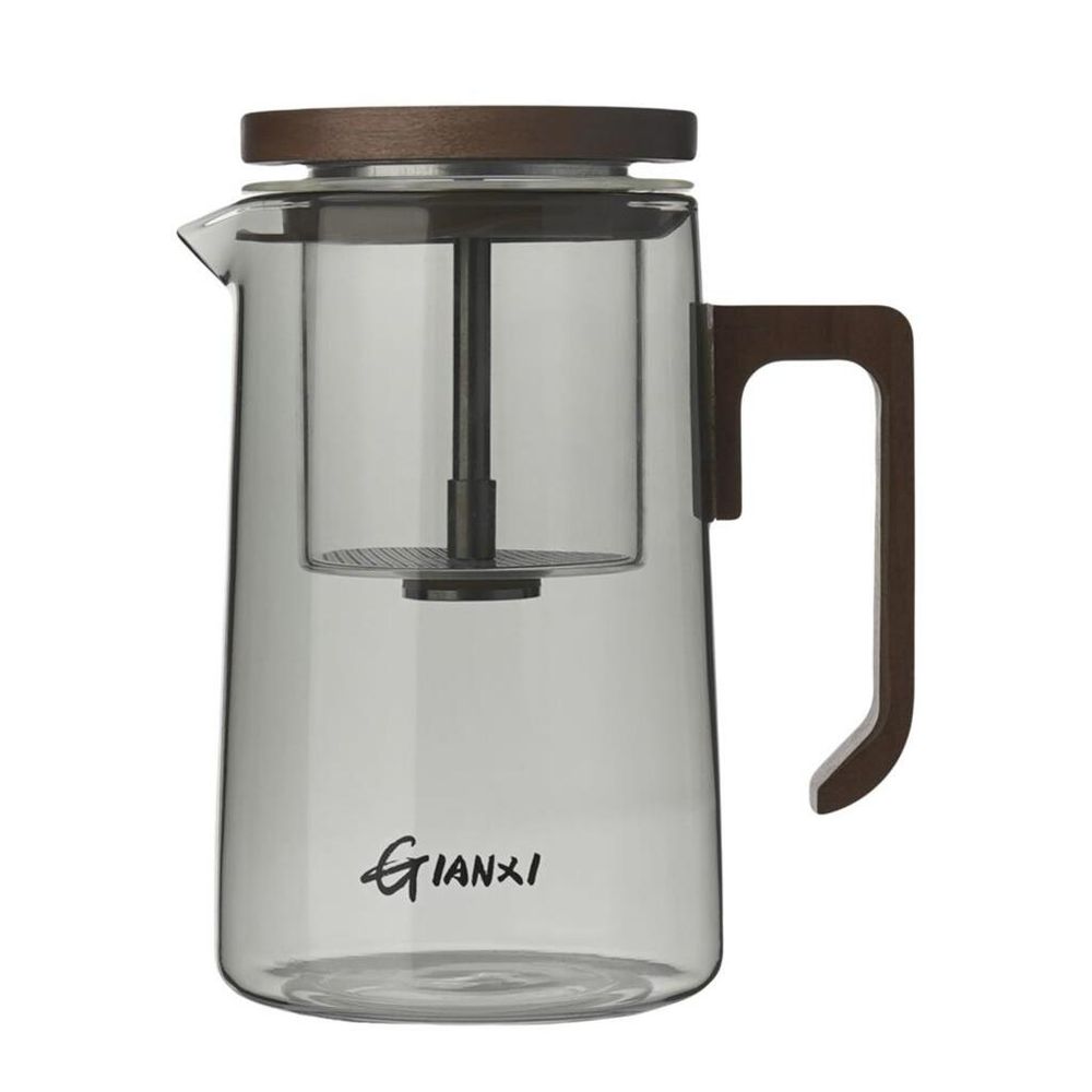 Чайник 600 мл с фильтром типод Гунфу серое стекло d 9,6 см h16 см пуш механизм слива термостекло