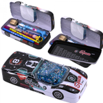 Пенал металлический машина 2 отделения Alingar, таблица умножения, звездочки в жидкости, 85 х 250 мм, "Space vehicle", чёрный (машинка с космонавтом)