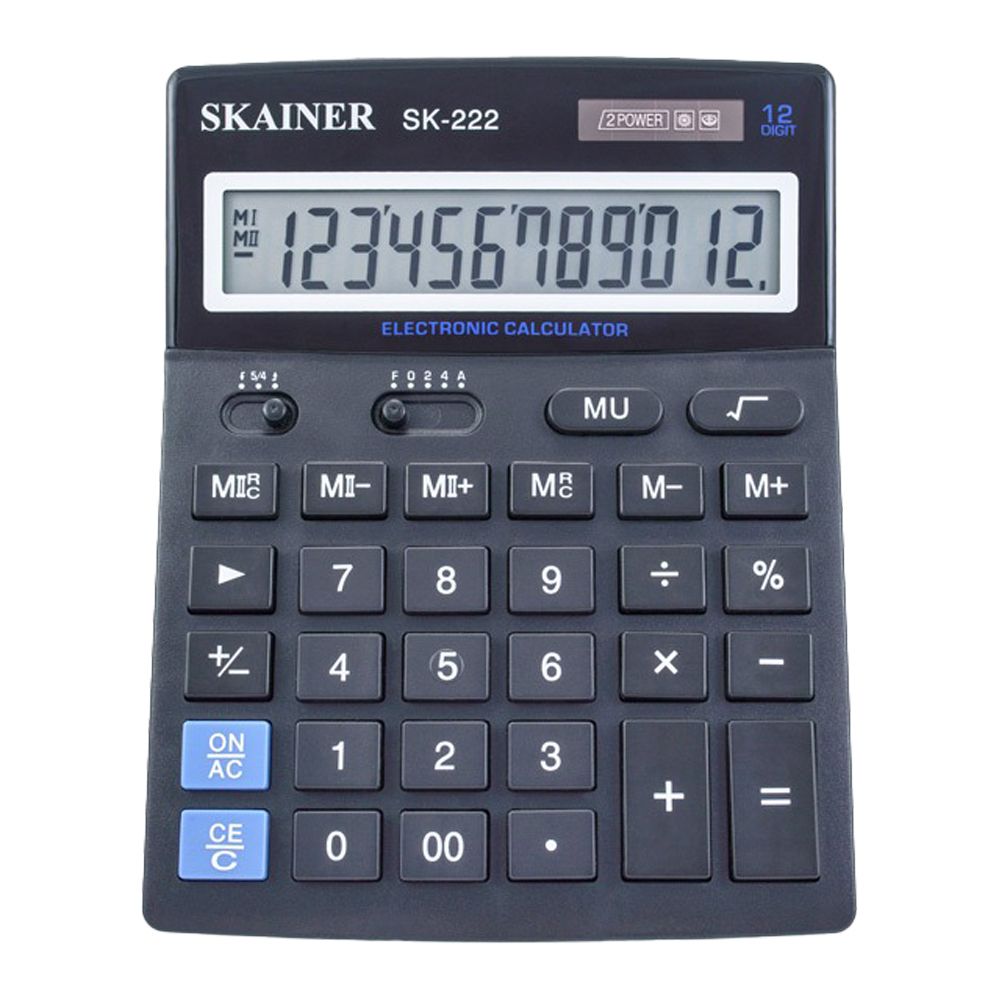 Калькулятор настольный SKAINER 12 Bit, LCD, 17.6*14*4.5 см, чёрный