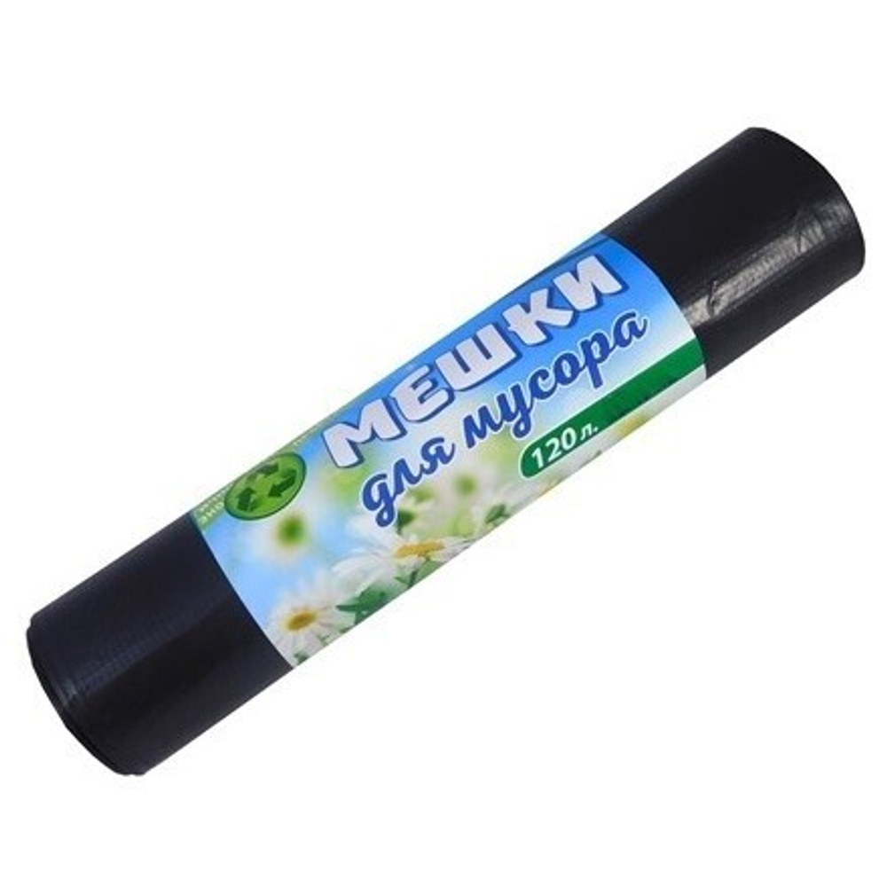 Мешки мусорные 120л/15мкм., ПНД, Наша Планета (25шт/40рул.)