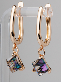 Серьги-подвески Миражи с фиолетовыми кубиками Swarovski