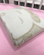 Одеяло байковое жаккардовое, хлопок-50%, 100х140,  "Медвежонок" (песочный арт.9007993)