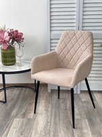 Стул М-City DISAUR Novara Barrel-09 Бежевый, ткань, Черный каркас