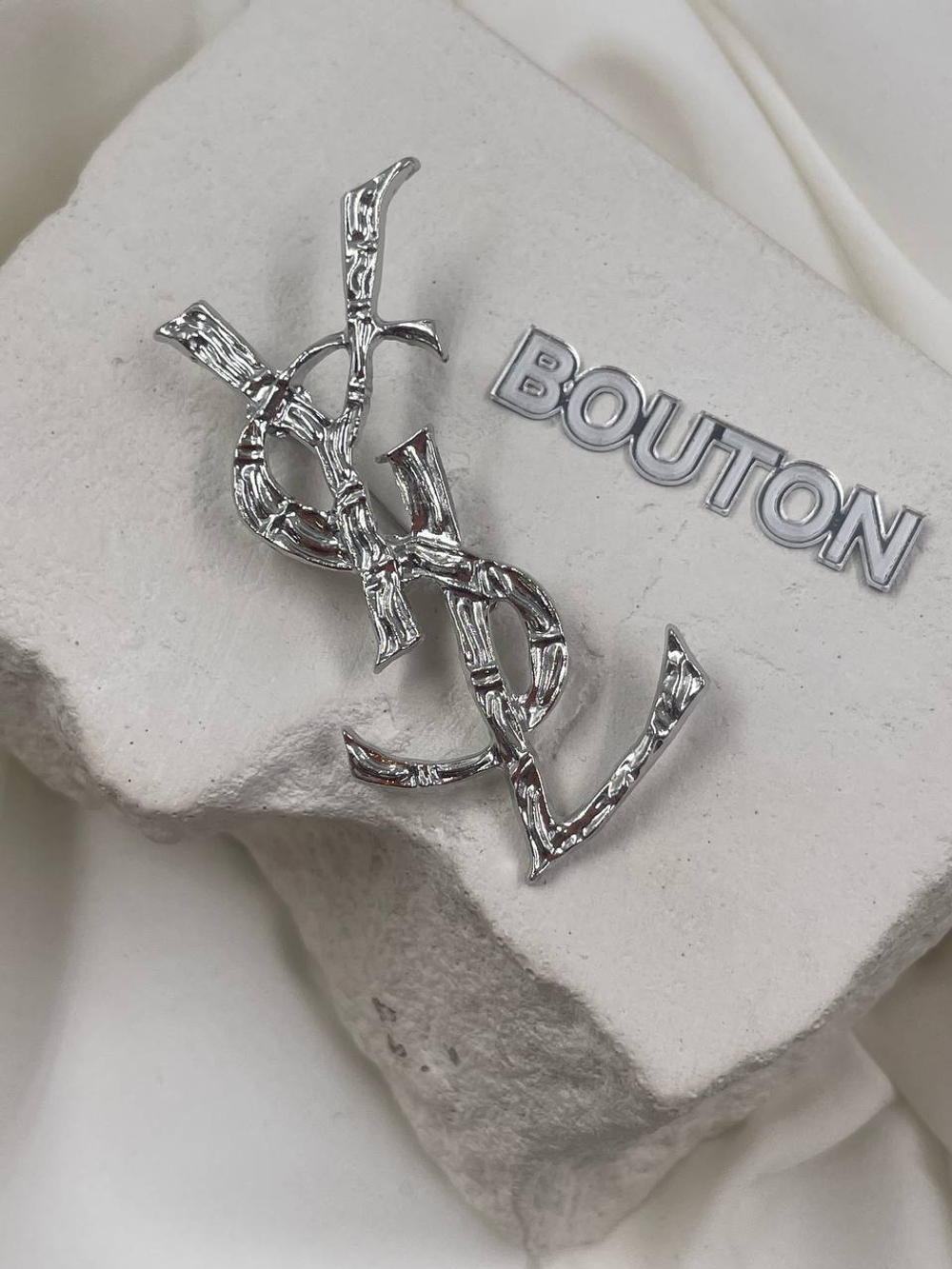 Брошь СЛ. серебристая 6,5 см