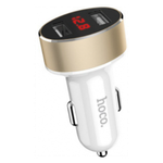Автомобильное зарядное устройство USB Hoco Z26 (2.1A, 2 порта, с дисплеем) Белый