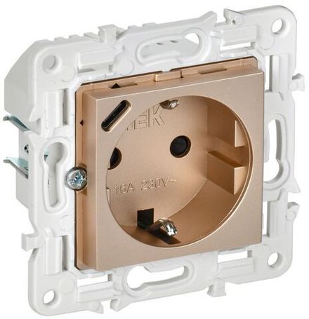 Розетка SKANDY 18Вт 16А с заземл. защ. шторки с USB C SK-R17Sa песочн. IEK SK-R14-16-U14-018-K98