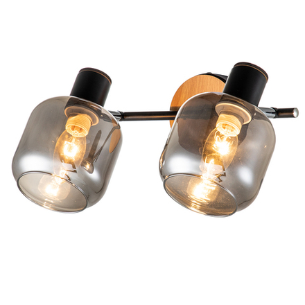 Настенный светильник 2x40Вт E14, металл/дерево/стекло, черный