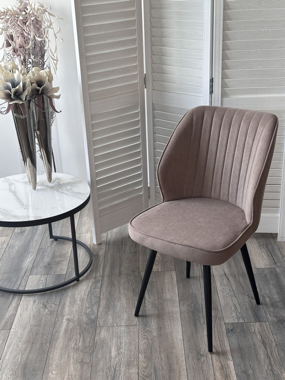 Стул РОССО 360 град. поворот. B5 Капучино, велюр / черный каркас, М-City