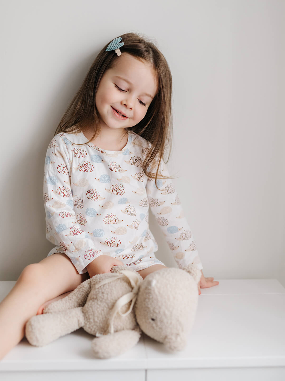 Платье с длинным рукавом Mjölk Ёжики на экрю