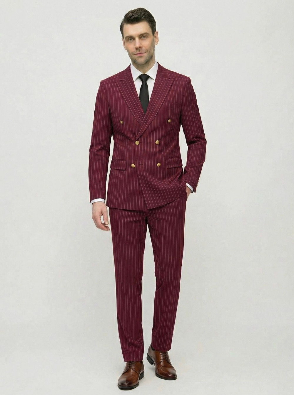 Мужской костюм двубортный (красный) А75