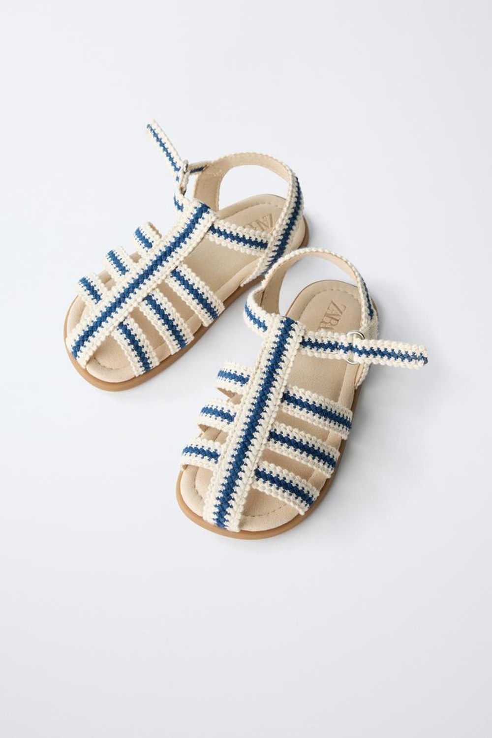 ZARA САНДАЛИИ ИЗ ХЛОПКА, СИНИЙ