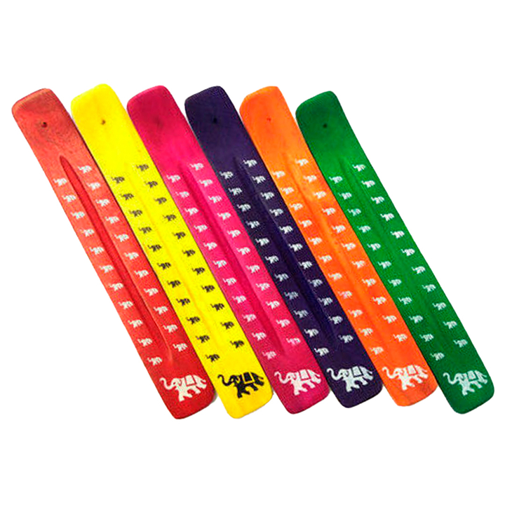 Подставка под благовония Лыжа Слон однополосная дерево цвет фиолетовый рисунок серебристый