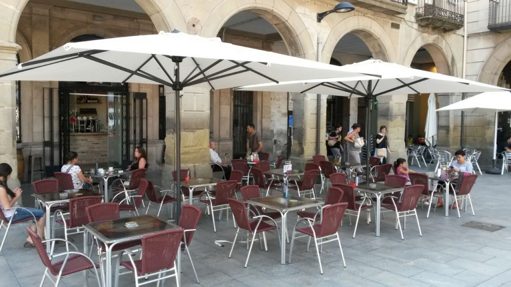 Зонт профессиональный телескопический 4х4 м Scolaro Leonardo Telescopic, антрацит, слоновая кость