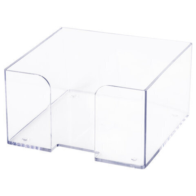 Подставка для бумажного блока BRAUBERG CLASSIC пластиковая, 90×90×50 мм, прозрачная, 5 штуки в комплекте.