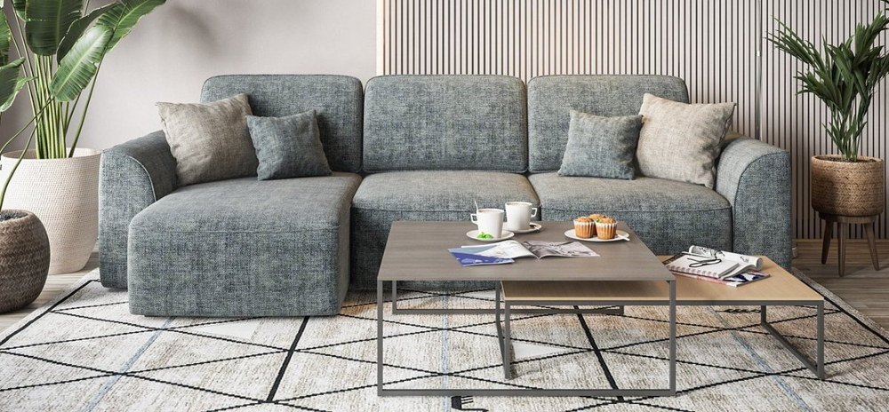 Угловой диван Кинг Шенилл Смарт серый