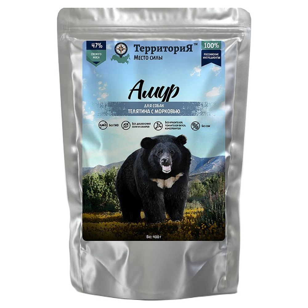 Влажный корм ТерриториЯ Амур для собак, Телятина с морковью, пауч 400г
