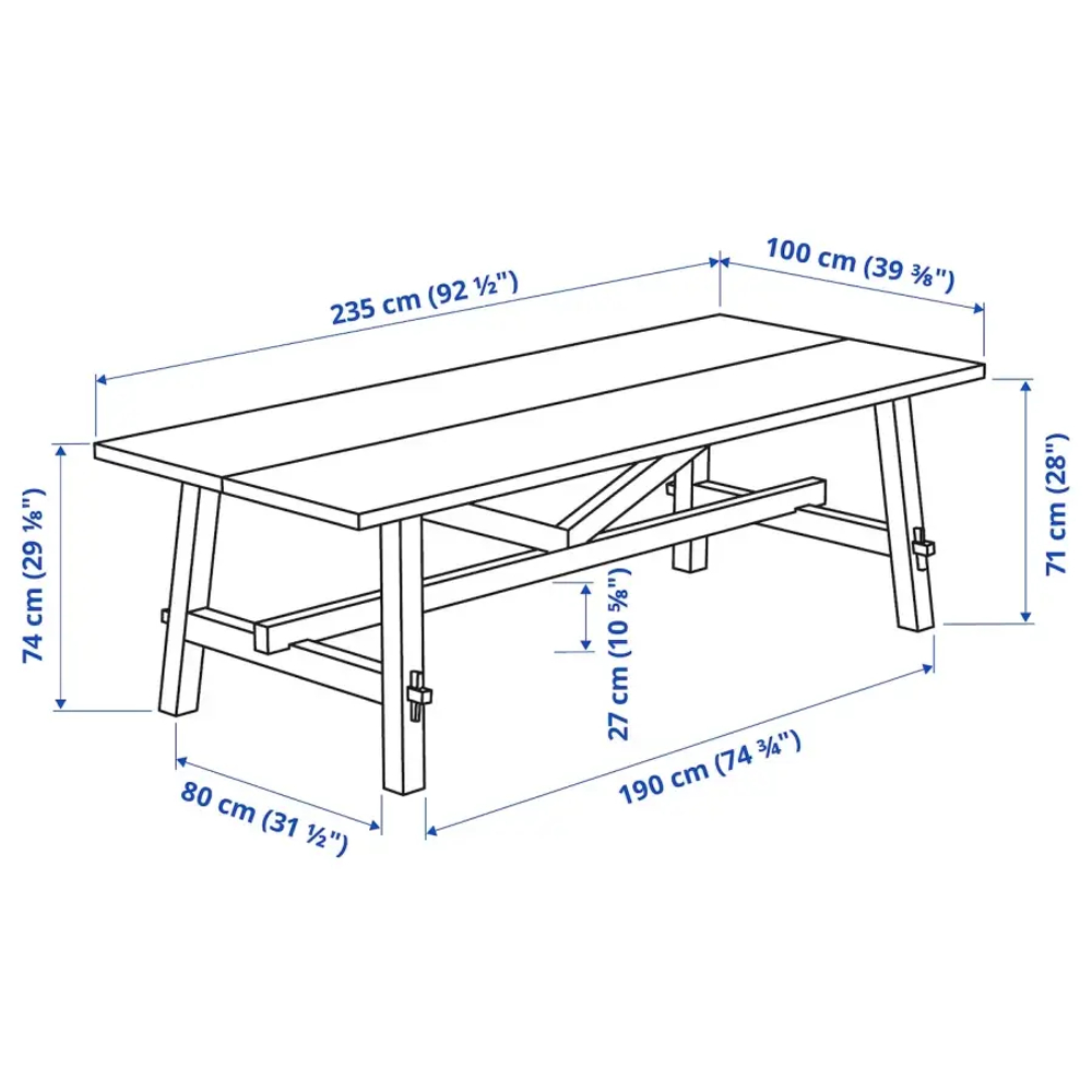 Стол и 6 стула - SKOGSTA / SKOGSTA IKEA/ СКОГСТА ИКЕА, 235х74  см,  под беленый дуб / черный