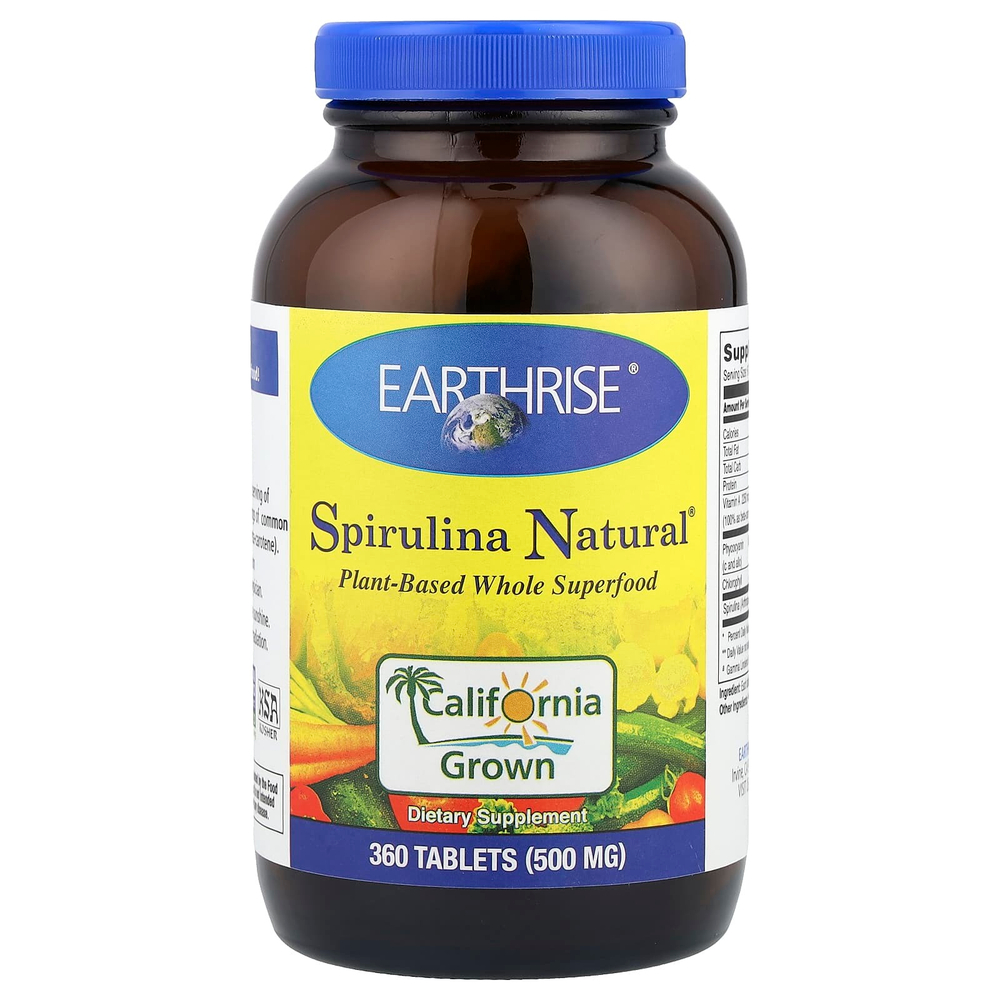 Earthrise, Spirulina Natural, добавка со спирулиной, 500 мг, 360 таблеток