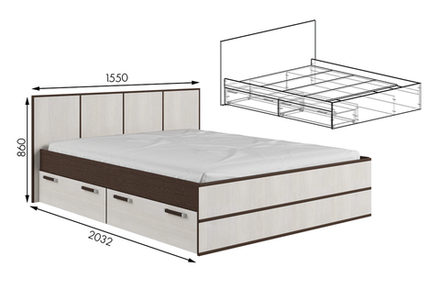 Кровать с ящиками Л1400 Лотос