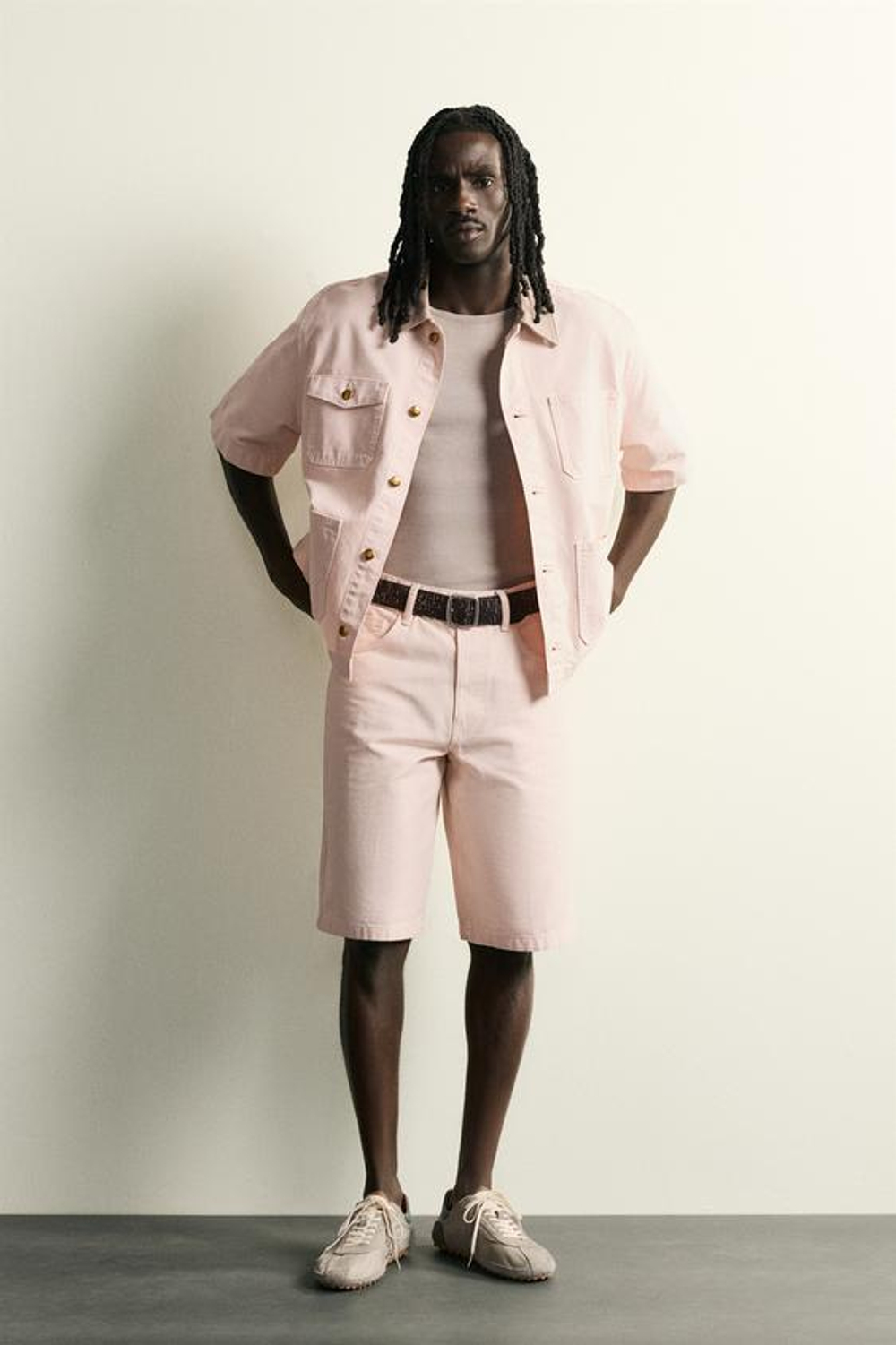 ZARA ДЖИНСОВЫЕ ШОРТЫ RELAXED FIT, РОЗОВЫЙ