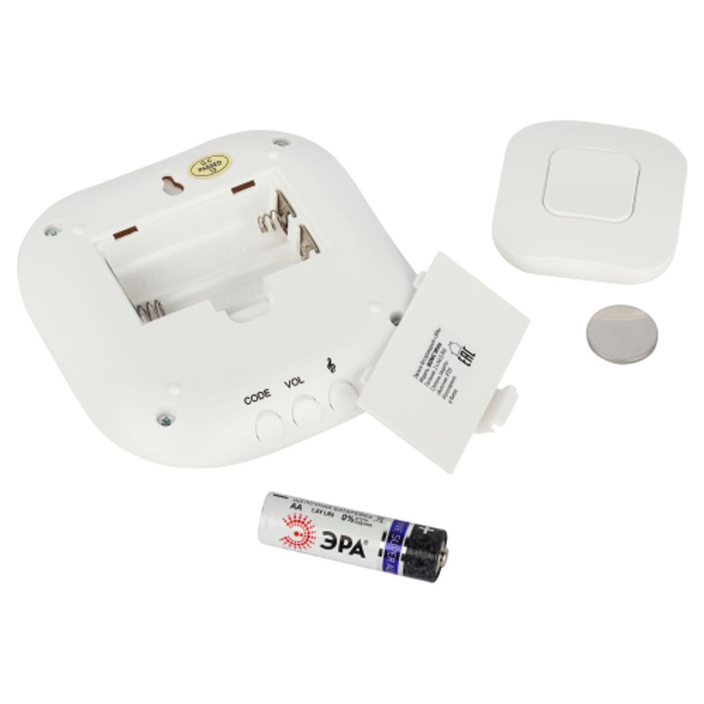 Звонок дверной ЭРА BIONIC White беспроводной белый 6 мелодий | Электрозвонки беспроводные