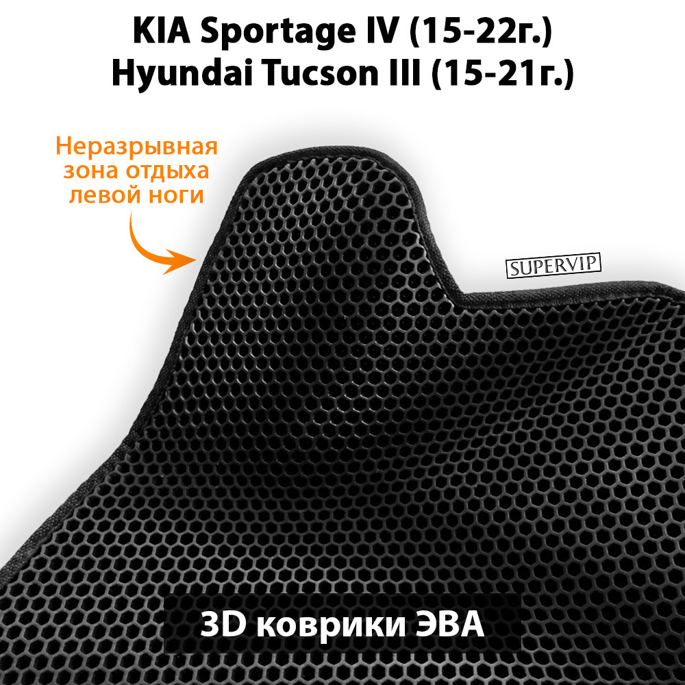 Передние автомобильные коврики ЭВА для KIA Sportage IV (15-22г.), Hyundai Tucson III (15-21г.)