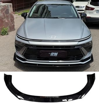 Сплиттер переднего бампера Hyundai Sonata 2023+ (тип 2) чёрный глянец