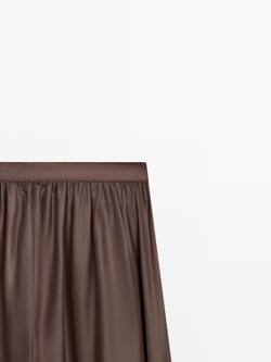 Massimo Dutti Свободные атласные брюки-баллон, коричневый