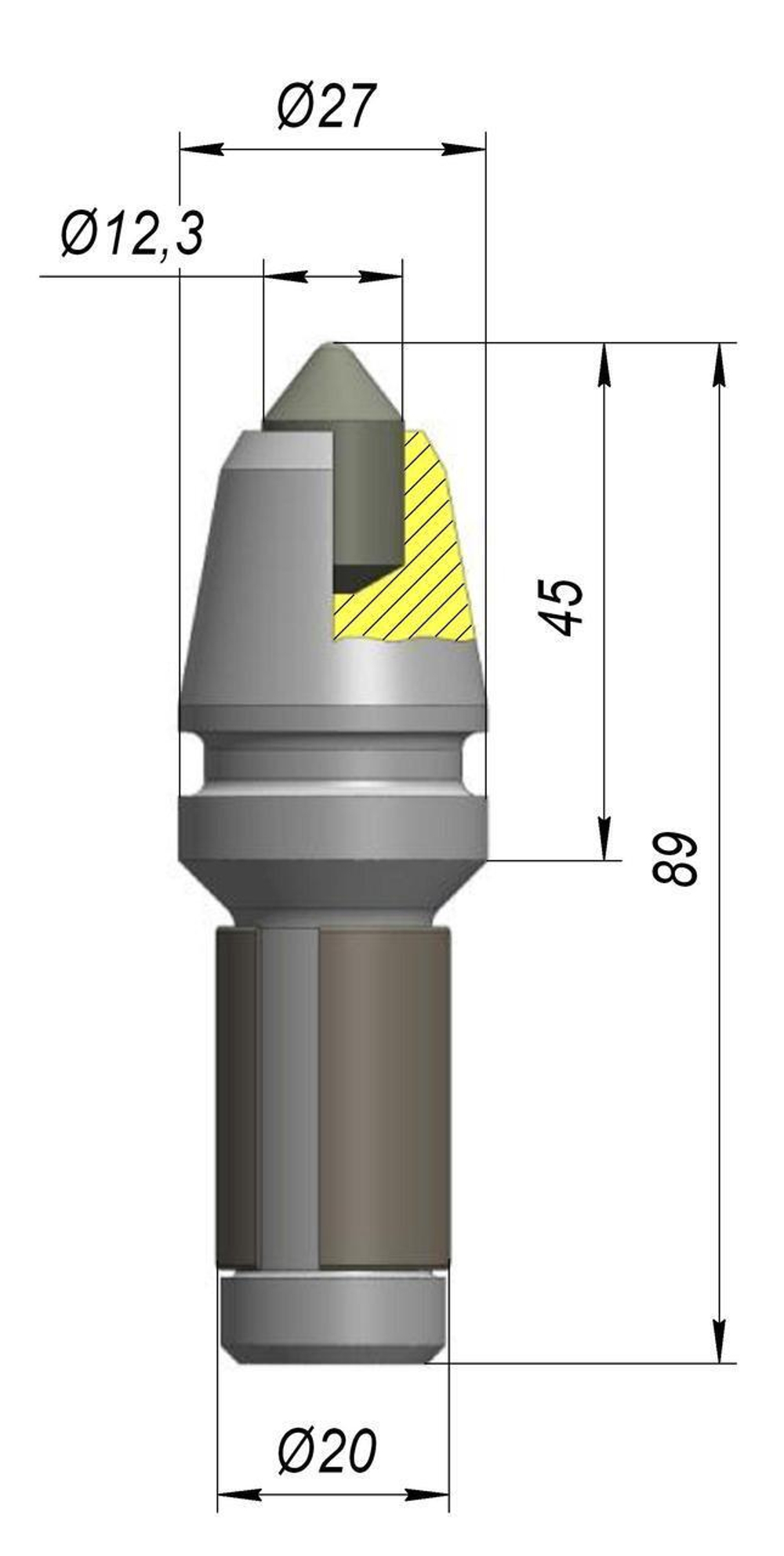 Резец круглый C27E-12,3
