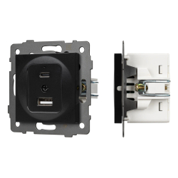 Механизм USB розетки SCT-MUAC-PL-BK-V (5V, 3A, QC4) (Arlight, -) 049838