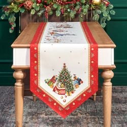 ДОРОЖКА "С НОВЫМ ГОДОМ "45Х300СМ ,КРАСНЫЙ, 100% ХЛОПОК,ТВИЛ ПРОПИТКА