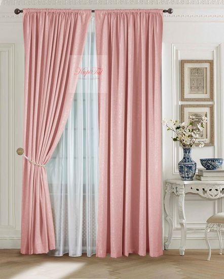 Комплект штор Луи (светло-розовый). Шторы из стриженного бархата