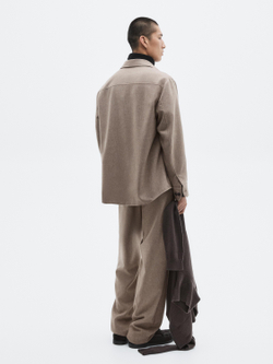 Massimo Dutti Куртка-рубашка из смесовой шерсти с карманами, норка