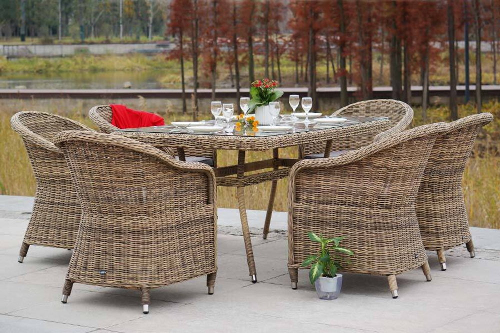"Эспрессо" обеденная группа плетеная, цвет соломенный