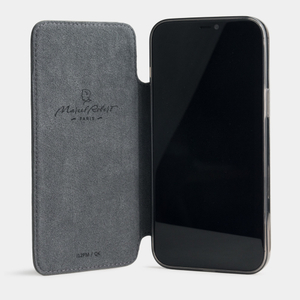 Чехол Benoit для iPhone 12/12Pro Max из кожи теленка стального цвета