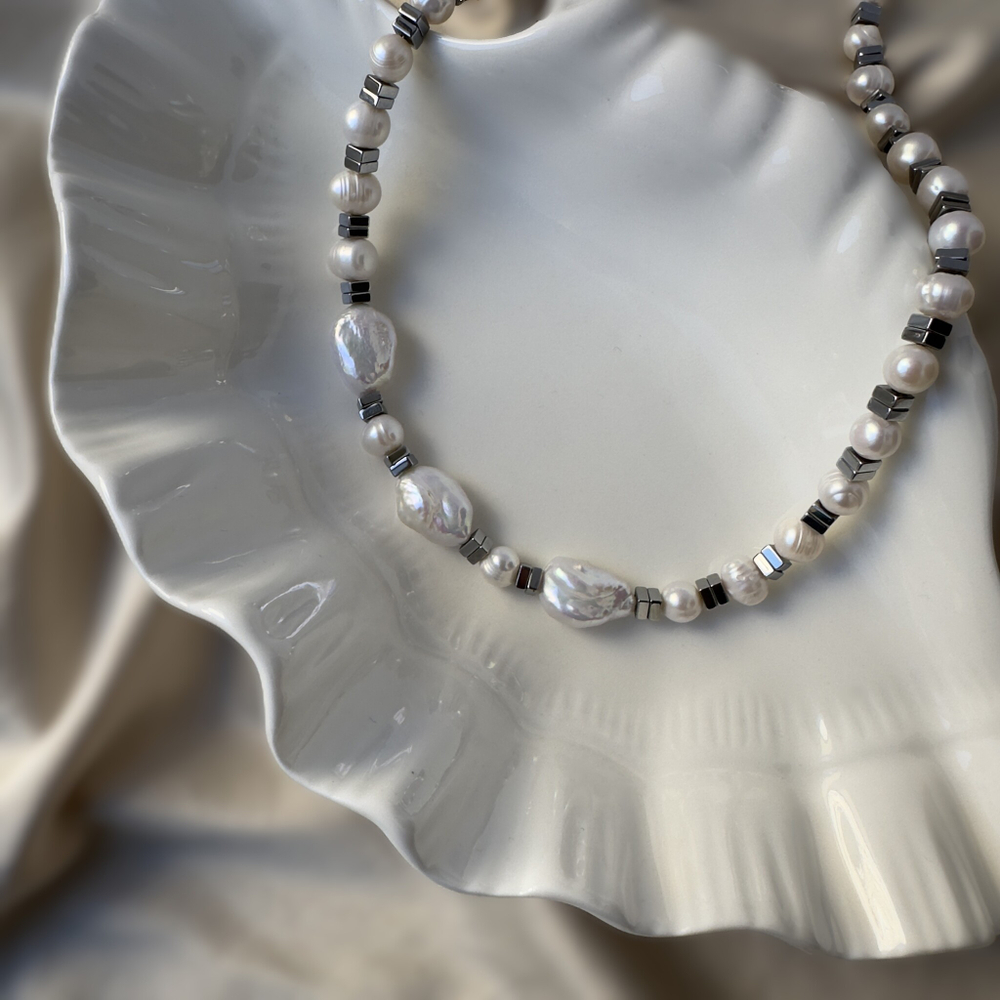 Колье-чокер "Гармония стихий" из натурального барочного жемчуга