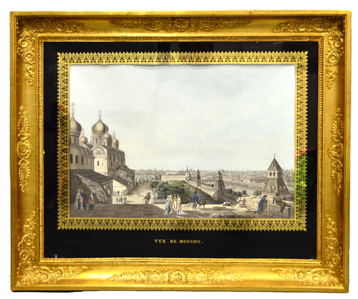 Хаммер К. Г. Вид на Москву (Vue de Moscou). Гравюра на металле, акварель. Дрезден. 1807