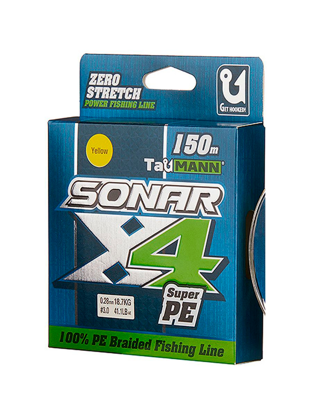 Плетеный шнур для рыбалки TauMANN Sonar PE X4 150m #1.2 (0.18mm) Yellow