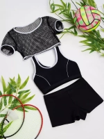 купальник раздельный 3 в 1 спортивный топ шорты накидка