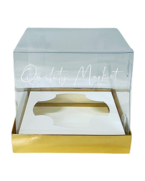 Коробка под кулич с прозрачным куполом 160*160*140 (золото), 10шт