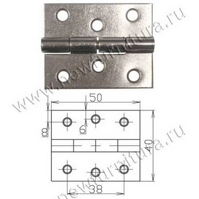 Петля карточная 50х40 никель