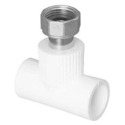 Тройник TEBO бел. PP-R с накидной гайкой 25х3/4 (мет. штуцер) (15/75), арт. 030040705