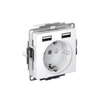 ATLASDESIGN РОЗЕТКА 16А c 2 USB A+A, 5В/2,4А, 2х5В/1,2А, механизм, ЛОТОС